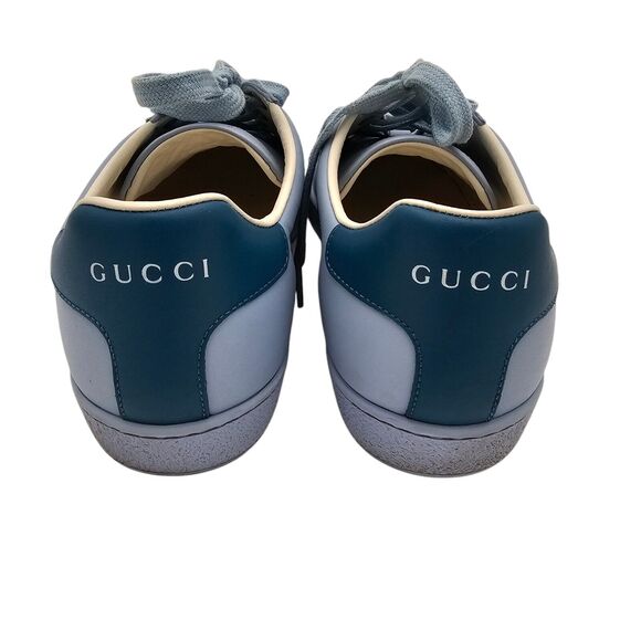 Gucci GG Ace Sneakers Size 39 US 9 Light Blue Leather Authentic Designer Low Top - Picture 7 of 11